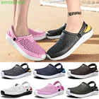 Сандалии пляжные унисекс, водонепроницаемые шлепанцы с перфорацией, плоская подошва, для сада, для мужчин и женщин, 2021