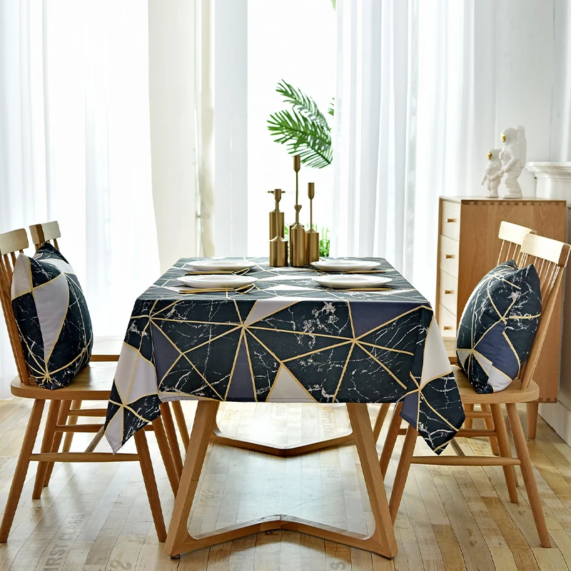 Водонепроницаемый Nordic Стиль черный скатерть с геометрическим рисунком столовая