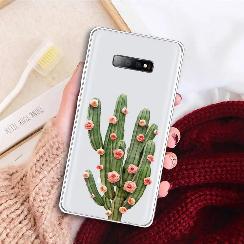 

Cute cactus Phone Case Transparent for samsung A 21s 50 51 71 S 8 9 20 20fe note 10 20 ultra plus