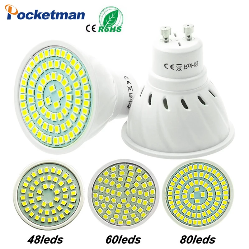 

Led Spotlight GU10 MR16 E27 Lamp Led Bulb Light 220V 230 240v Bombillas Lampada SMD 2835 48 60 80LEDs Indoor lighting Spot Light