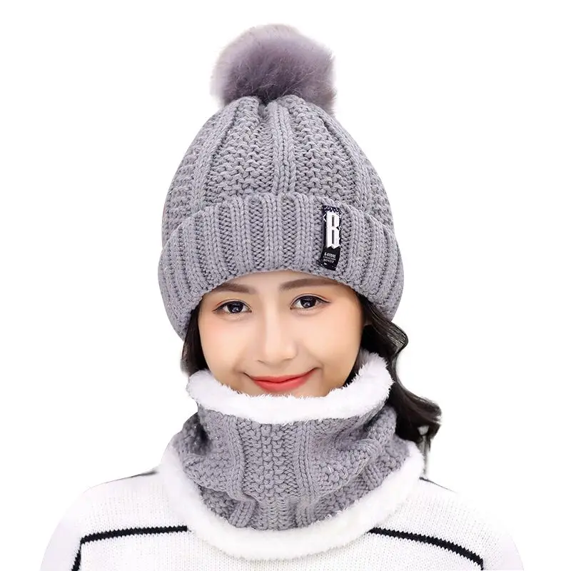 Модный бархатный вязаный комплект с перчатками Осень зима 2019 утепленный шарф