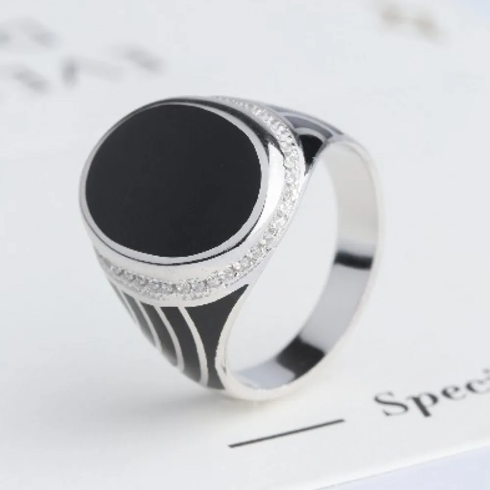 FashionBOCAI Настоящее S925 чистое серебро мужское кольцо ретро из эпоксидной смолы