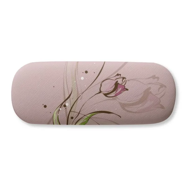 

Hand Painted Tulip Pink Flower Plant Glasses Case Eyeglasses Clam Shell Holder Storage Box