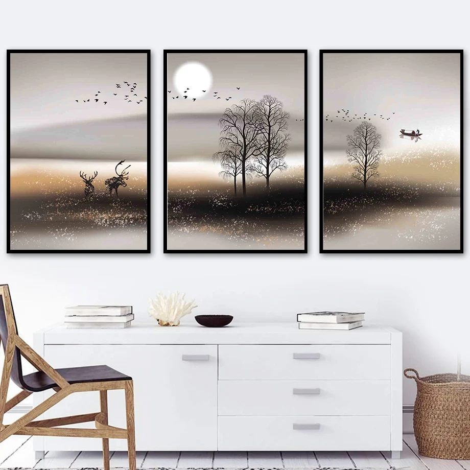 

Sky Sun Elk Dayan Trunk Boat Scandinavian Wall Art Canvas Painting Nordic Posters And Prints Wall Pictures For Living Room Decor