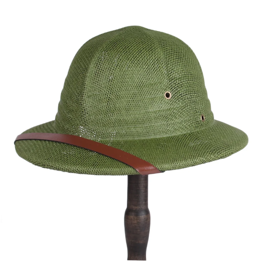 

Child Toquilla Straw Helmet Pith Sun Hat For Boy Girl Vietnam War Army Hat Parent-child Hat Dome Safari Jungle Miners Cap