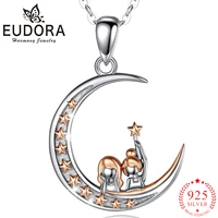 eudora real 925 sterling silver good sisters moon pendant neckalce women fashion sliver jewelry for birthday gift box cyd640