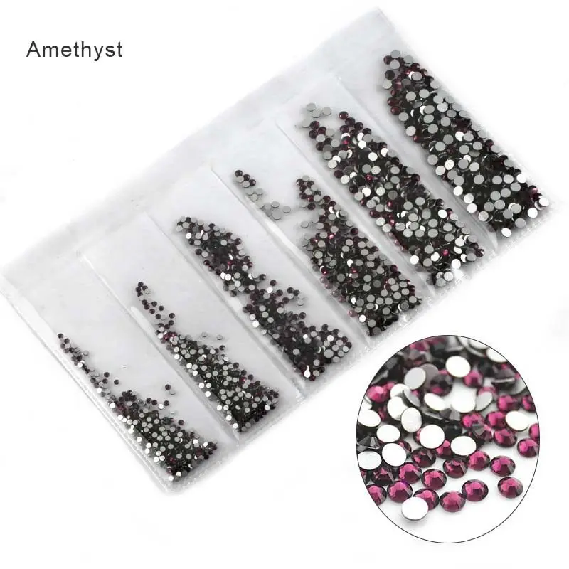 Amethyst 1680 шт мульти-Размеры Стекло ногтей Стразы для украшения для ногтей кристалл страз Charms смешанные Размеры стразы комплект - Цвет: Amethyst