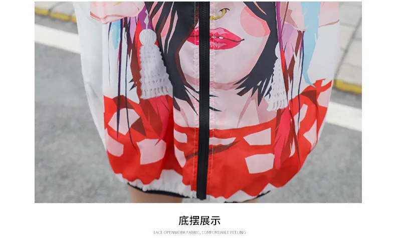 

Vefadisa High Quality Character Pattern Sunscreen Coat Women 2021 Summer Hooded Thin Coat Plus Size Sunscreen Clothing QYF5514