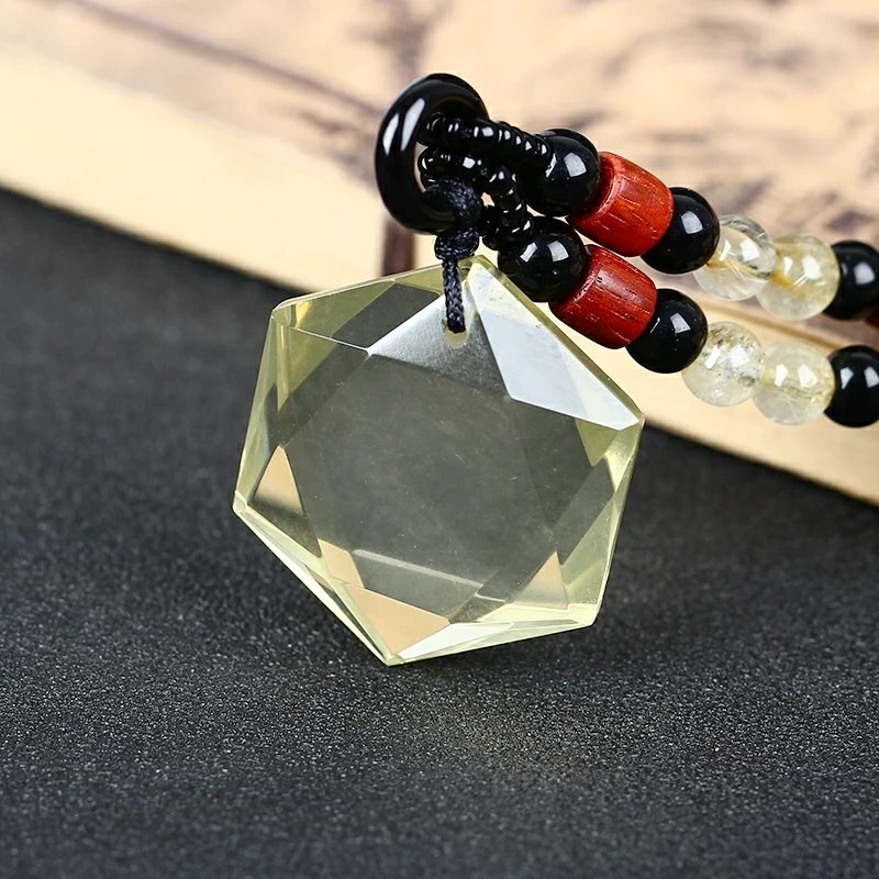 Ожерелье из натурального желтого цитрина кварца шестизвездочная подвеска 25 мм |