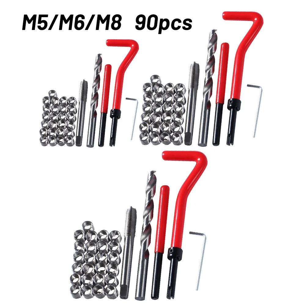 

Mixed Thread Repair Tool Red Repair Screw Sleeve Set Tapping 90pcs HSS