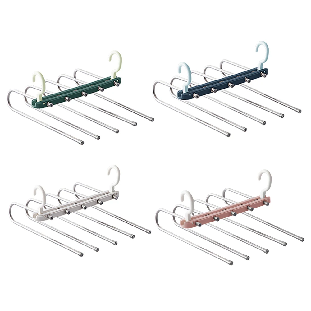 

5 in 1Clothes Rack Multifunctional Portable Stainless Steel Pants Rack Trousers Folding Space Saving Wardrobe Clothes Hangers