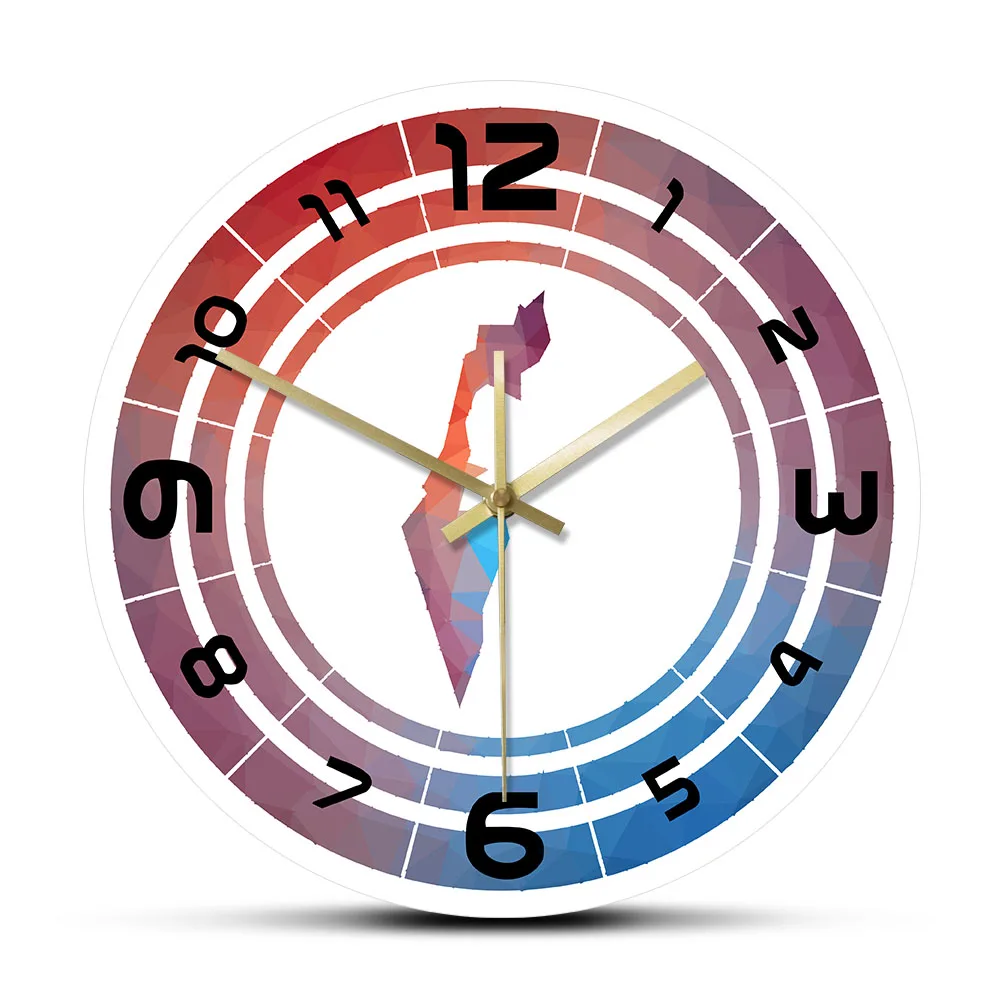 Разноцветные Израиль закругленные знаки с картой патриотические настенные часы