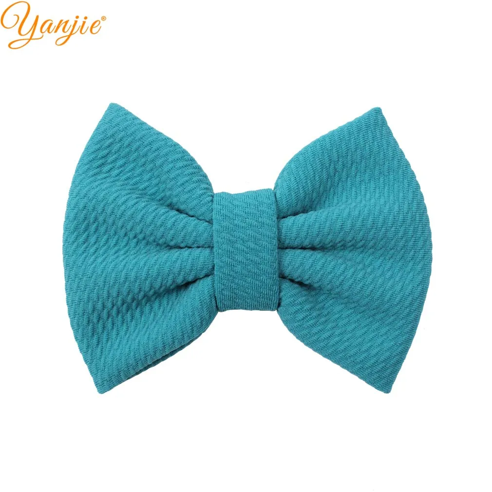 lt peacock 10 шт./лот, 5 дюймов, однотонные бантики для волос для девочек, зимние вафельные заколки для волос, Женская повязка на голову, заколки, аксессуары для волос, женские головные уборы - Цвет: lt peacock