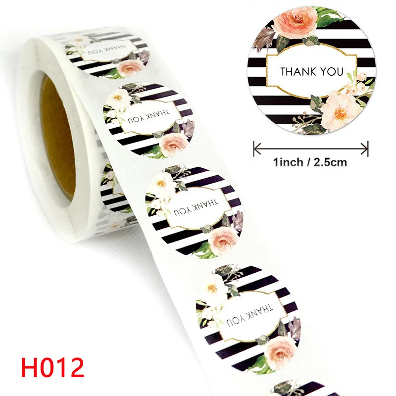 

500pcs/Roll Round Thank You Stickers Flower Stickers For Wedding Favors Party Handmade Scrapbooking Gift Packing paper label