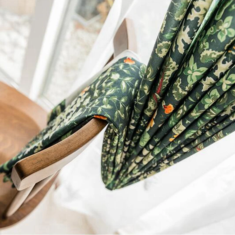 

Dark Green Bedroom Blackout Curtain American Countryside Style Printed Leaf Blinds Window Drapes Fabric For Living Room X740#3