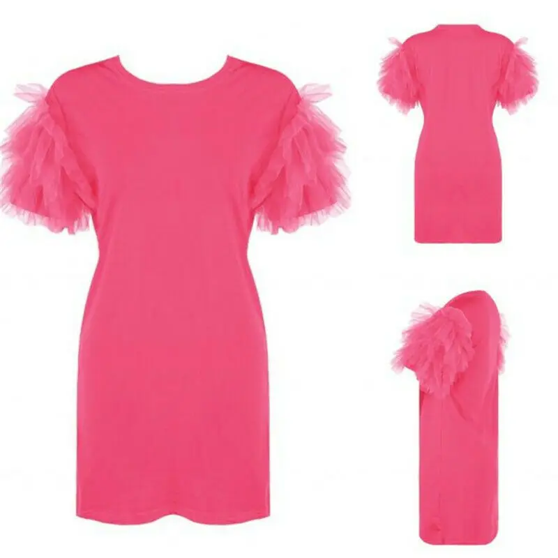 2019 Лето Женское мини платье для девочек с юбкой сеточкой гофрированное фатиновой