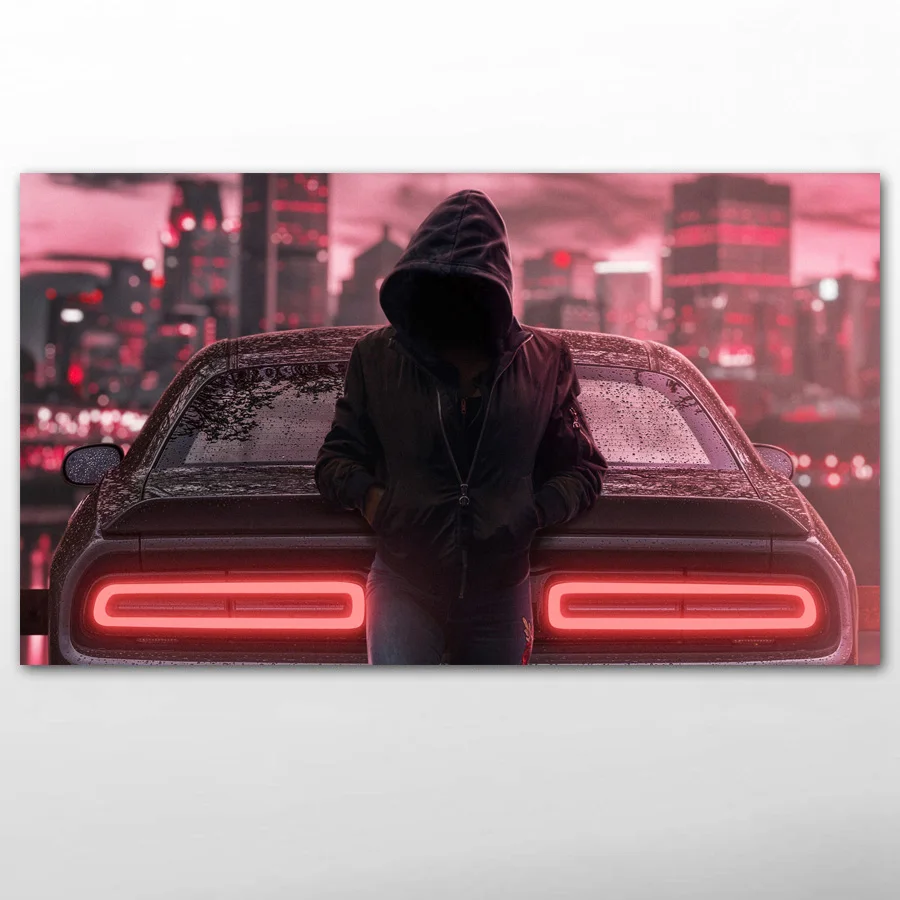 Холст Картины один человек Dodge Challenger городской автомобиль Плакаты и декоративное