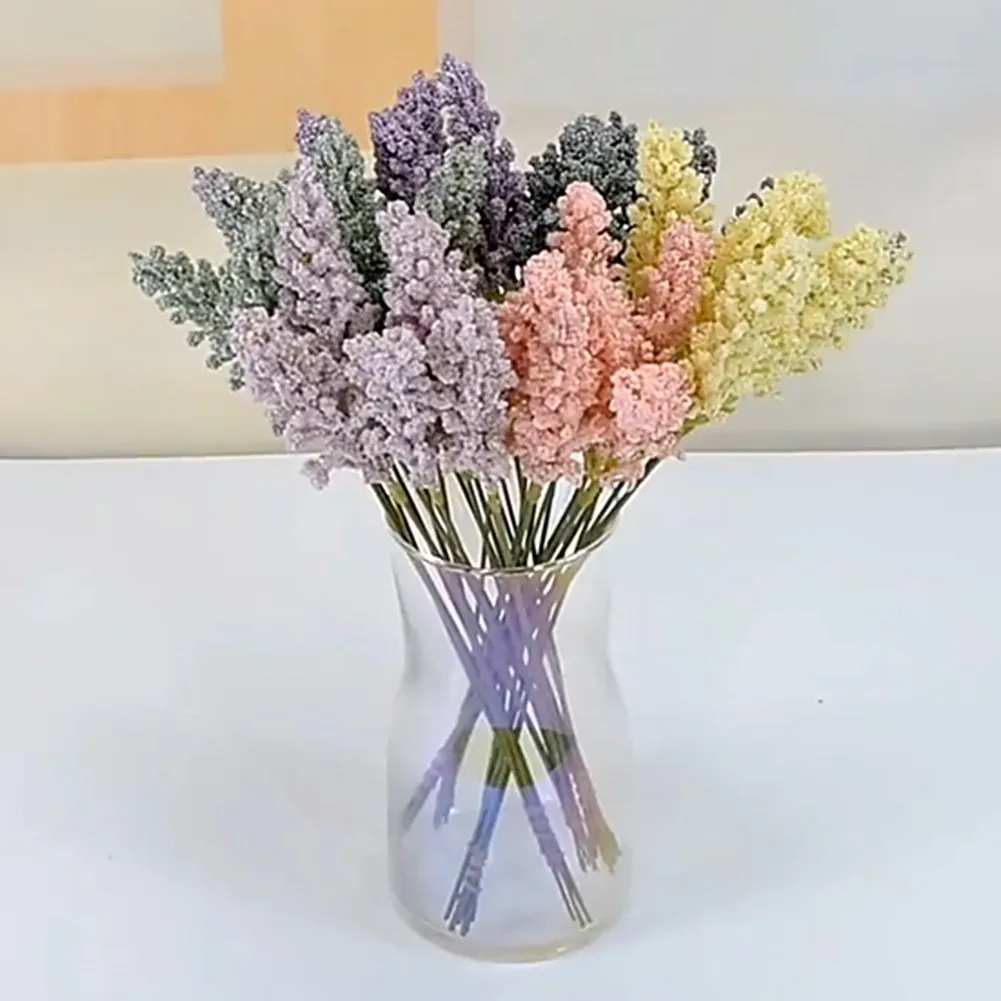 

6PCS Foam Lavender Artificial Flowers Pastoral Home Decoration Wedding Arrangement Wedding Fake Flower Balcony Decor