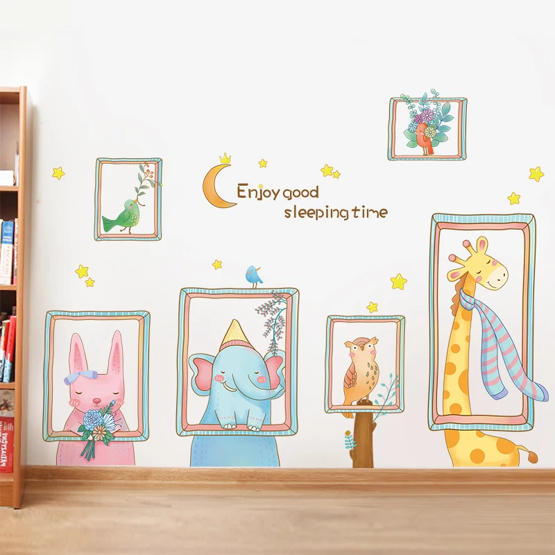 

Cartoon Animal Wall Stickers for Kids Room Bedroom Living Room Wall Decoration Decals for Furniture PVC Wallpaper