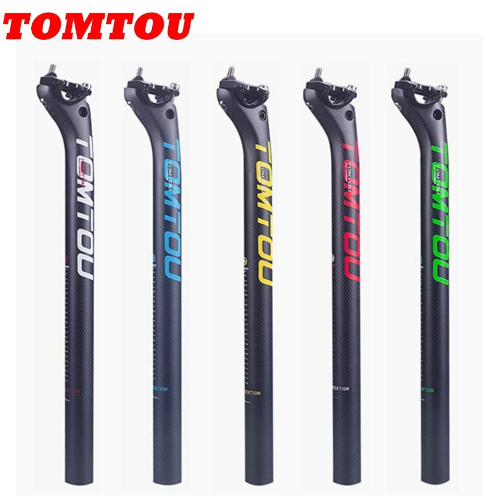 

TOMTOU Carbon Fiber Seatpost Bicycle MTB Road Bike Seat Post Parts Offset 20mm Suitable For Round Rails (7*7) Oval Rails (7*9)
