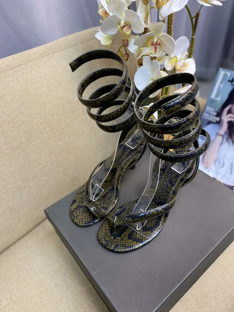 

2020 forest python series fashion high-heeled flat heel women's leather wild popular women's sandals