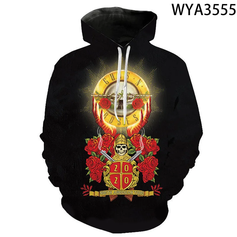 Толстовки унисекс с 3D-принтом Guns N Roses уличный пуловер длинным рукавом для