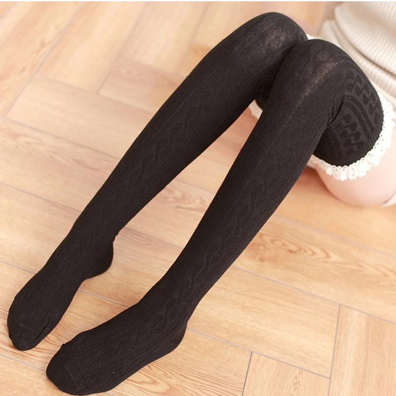 

Socks Hosiery Women Lady Female Warm Cotton Thigh High Long Stockings Knit Over Knee Lace Socks Medias Hosiery Stay Up Stocking