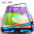 360 градусов Полная защита Магнитный флип для samsung galaxy a22 a 22 2021 4g sm-a225fds 6,4 дюймов двухсторонний чехол из закаленного стекла