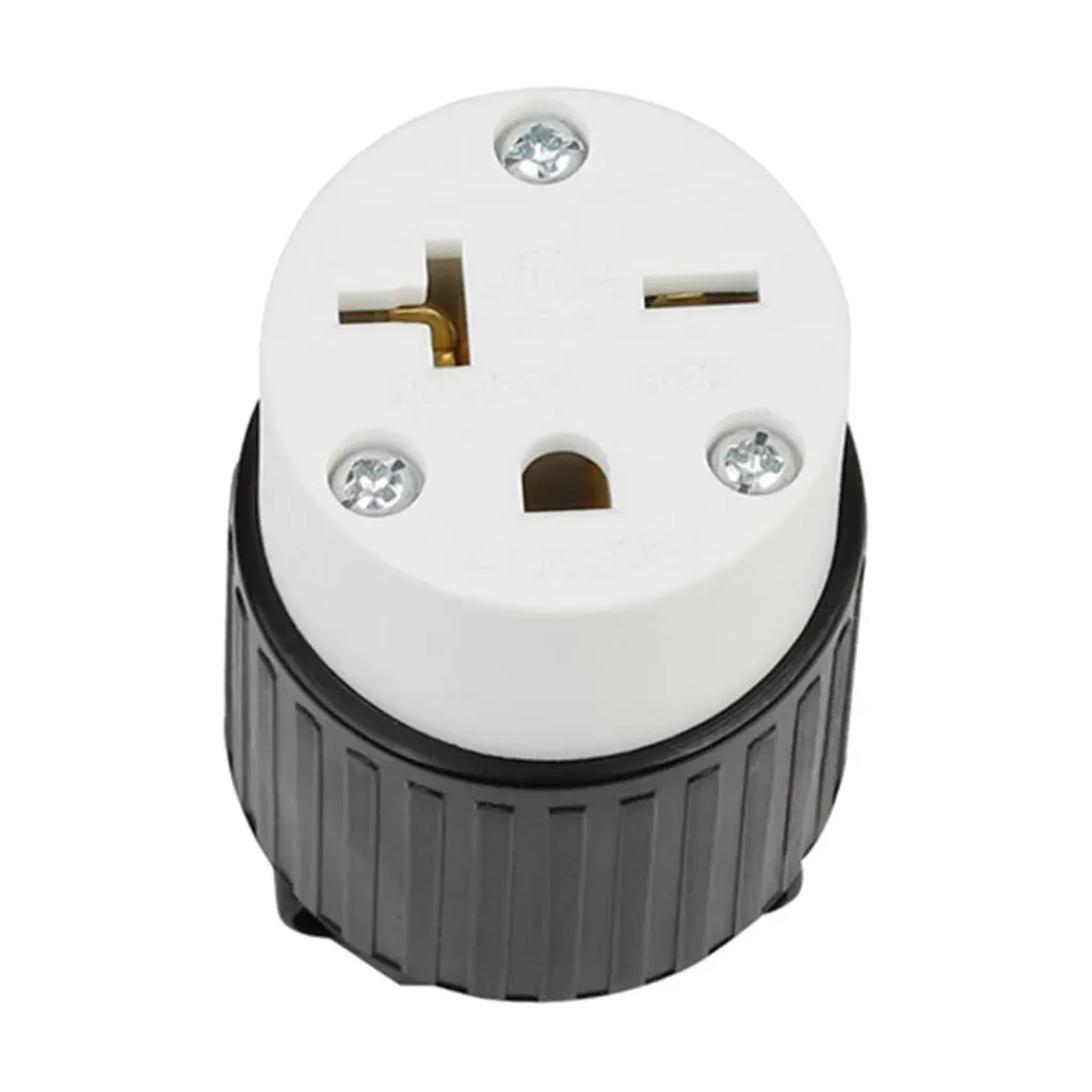 

Industrial Grade 20A 250V Locking Socket, NEMA L6-20P, 3P, Female , Black #