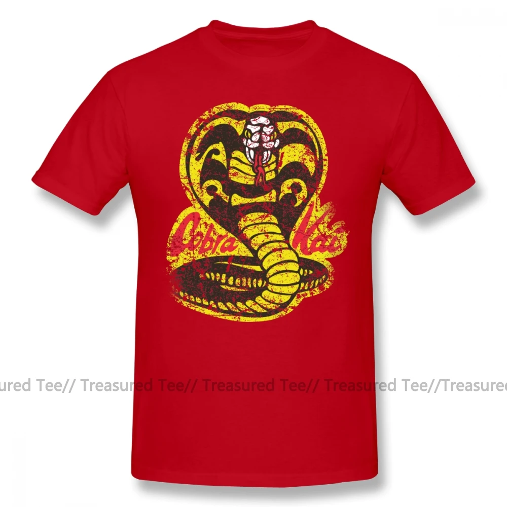 Футболка Cobra Kai, футболка Cobra Kai, футболка с коротким рукавом, свободная футболка, хлопковая классическая мужская забавная Футболка с принтом - Цвет: Red