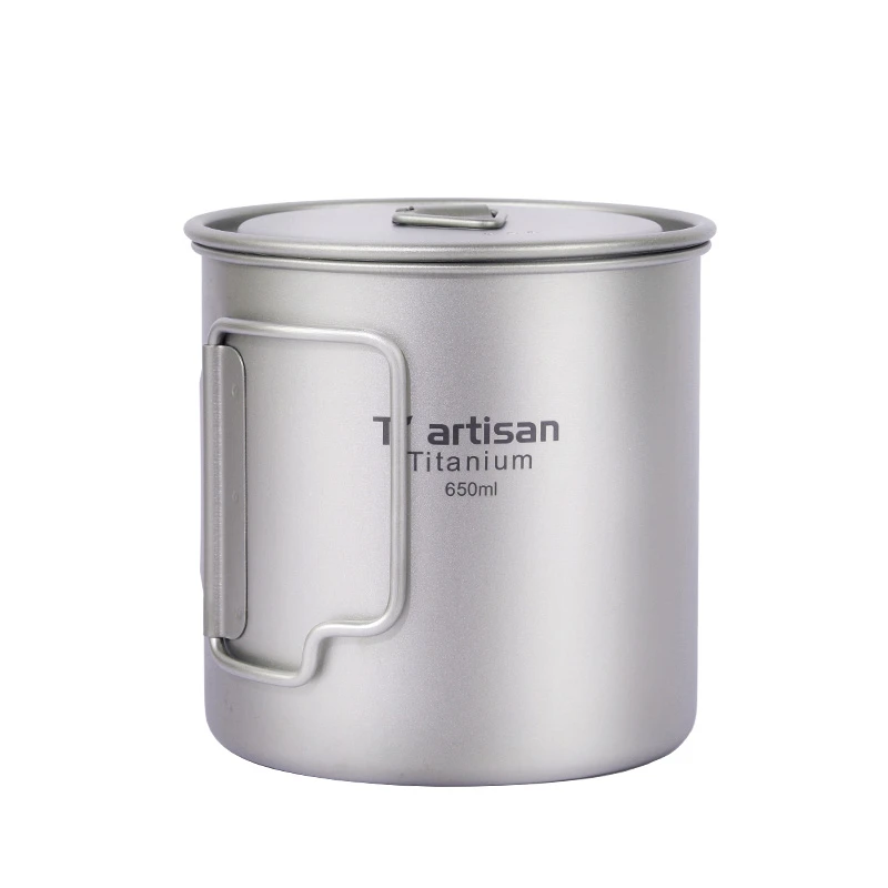 Титановая кружка с складной ручкой для кемпинга портативная посуда пикника 300