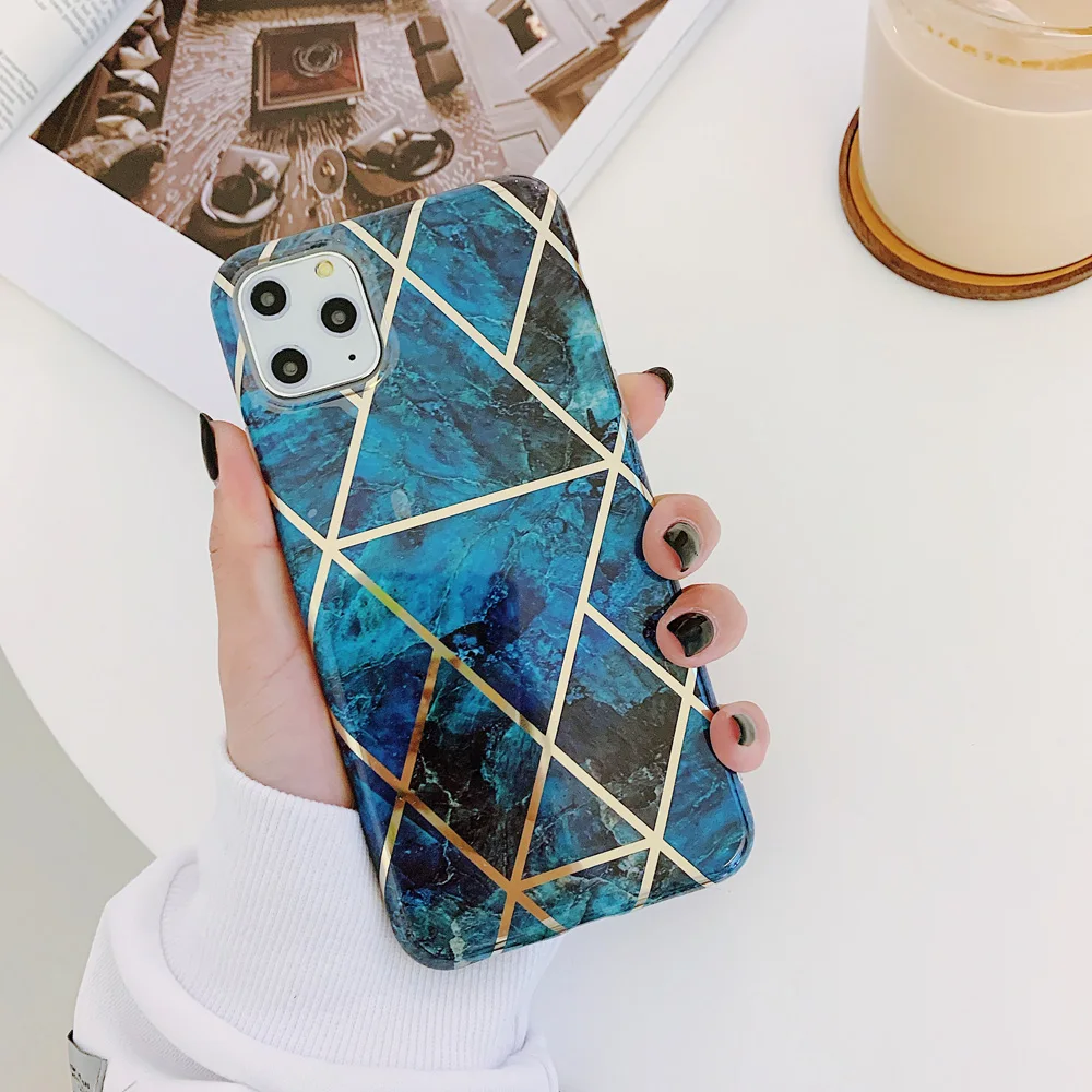 Luxury Marble Phone Case for iPhone 7 Plus 8 6 6S 11 Pro X Xr Xs Max Plating Funda For SE 2 2020 SE2 Back Cover |