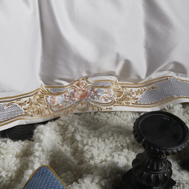 1000TC египетского хлопка наборы роскошного постельного белья с вышивкой белье