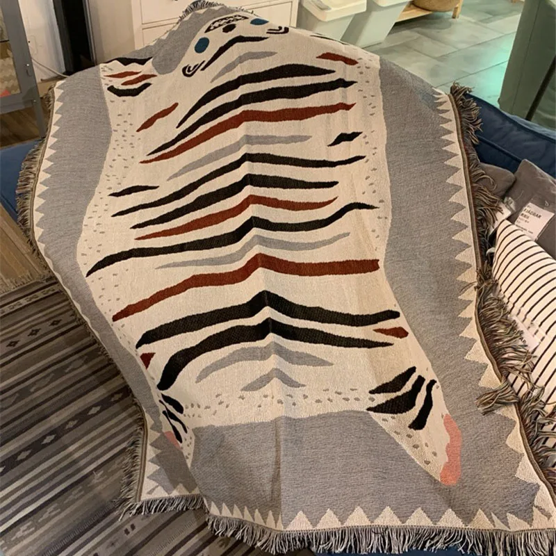Nordic Creative White Tiger Throw Blanket Multifunction Animal Sofa Covers Cobertor Dust Cover Air Conditioning Blankets For Bed | Дом и сад