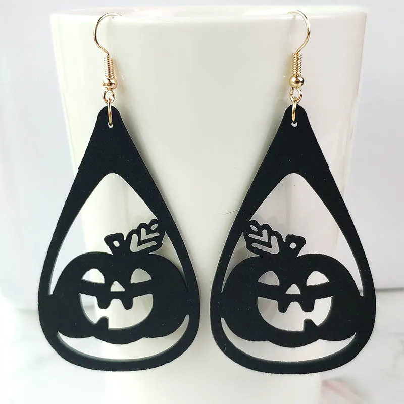 Крутые серьги на Хэллоуин для женщин и девушек креативные кожаные с тыквой лидер
