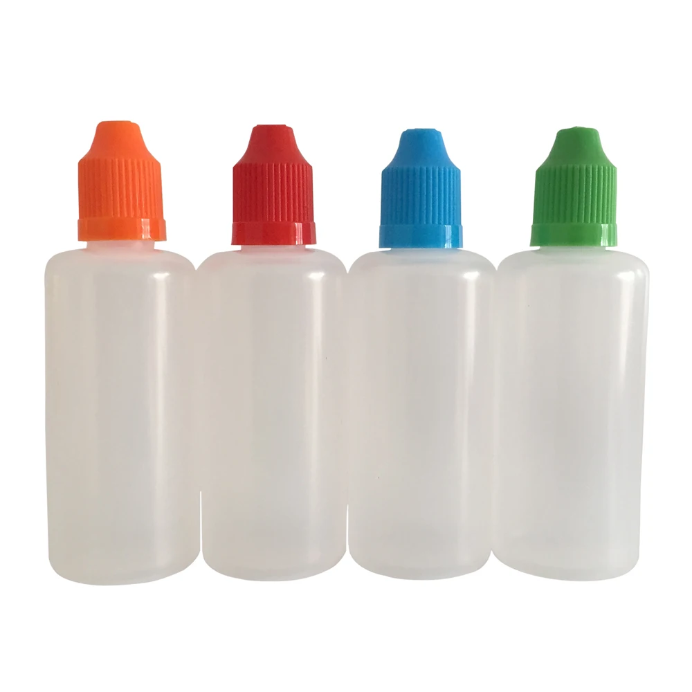 600pcs/lot 60ml PE Plastic Dropper Bottles With Colorful Childproof Cap and Long Thin Tips for E Liquid Nail Gel | Красота и здоровье