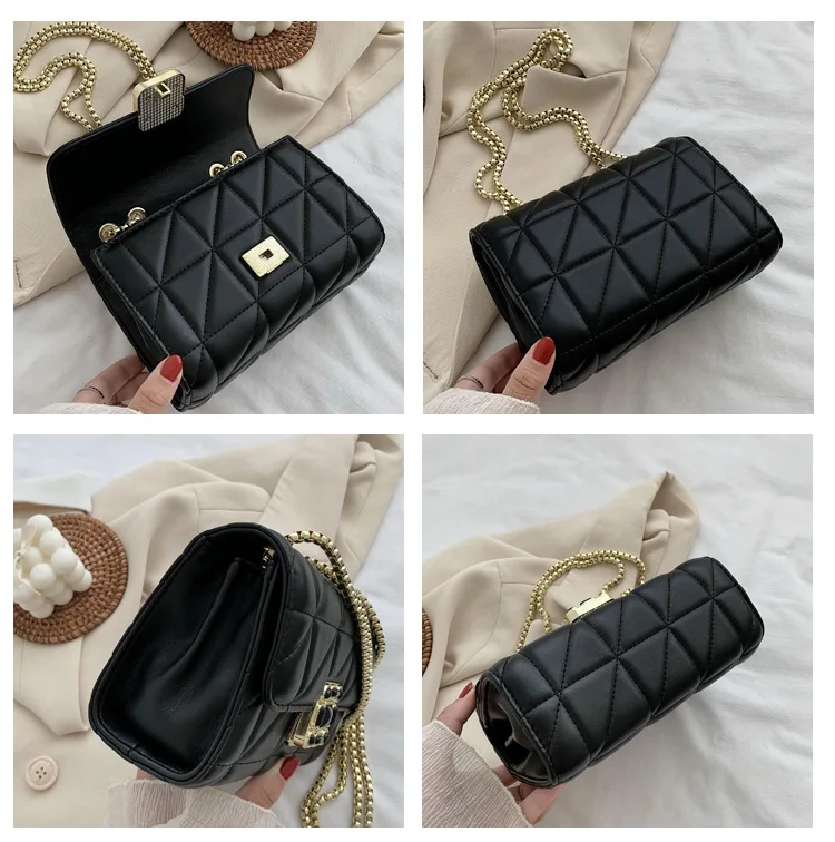 

New style ladies shoulder bag street fashion women's lock small square bag chain multifunctional travel portable messenger bag