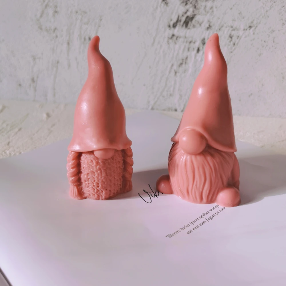 

Cute Gnome Statue Candle Mould Funny Resin Casting Concrete Plaster Nordic Nisse Figurine Silicone Mold For Home Decor