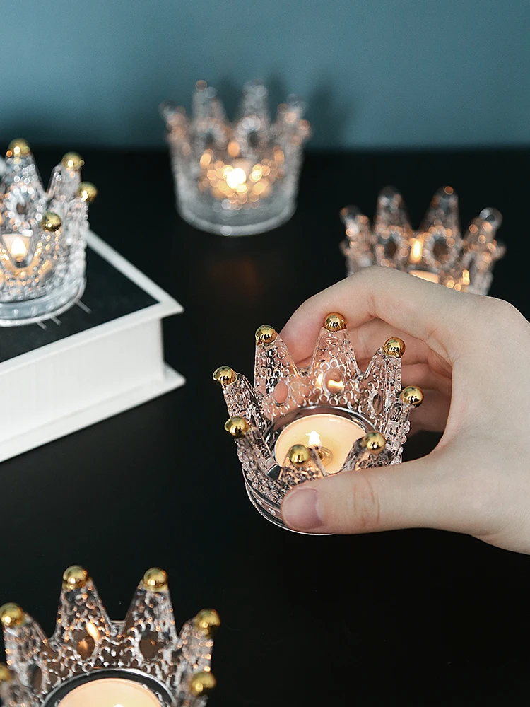 

Crystal Candlestick Candle Decoration Cup Crown Glass Candle Cup