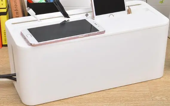 WHITE COLOR 1 шт. пластиковая проволочная коробка для хранения, органайзер для хранения линии электропитания, коробка для хранения кабеля, распределительная коробка, коробка для хранения шнура, ок 0687 - Цвет: WHITE COLOR