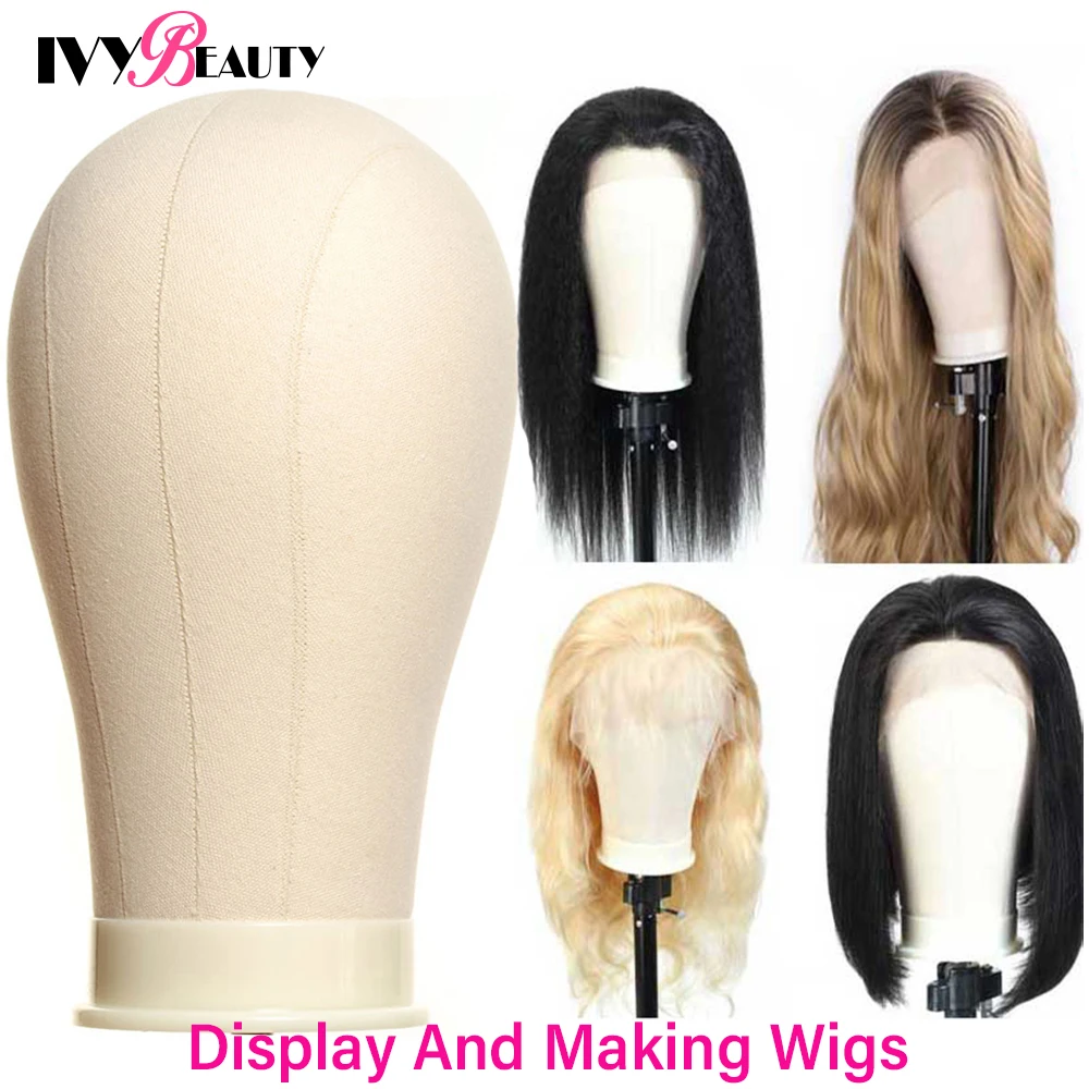 Canvas Head Wig Stand Mannequin Head Wig Holder For Women Make Wigs Maniquin Head Hair Hanger Manikin Head For Wigs Head Stand