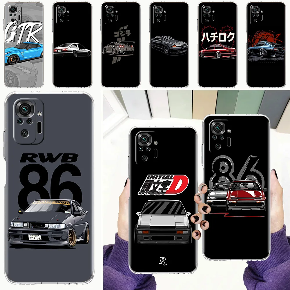 

Luxury Phone Case For Xiaomi Redmi Note 9S 9 8 10 Pro 7 8T 9C 9A 8A K40 Silicone Clear Cover Anime Initial D AE86 Tail Light
