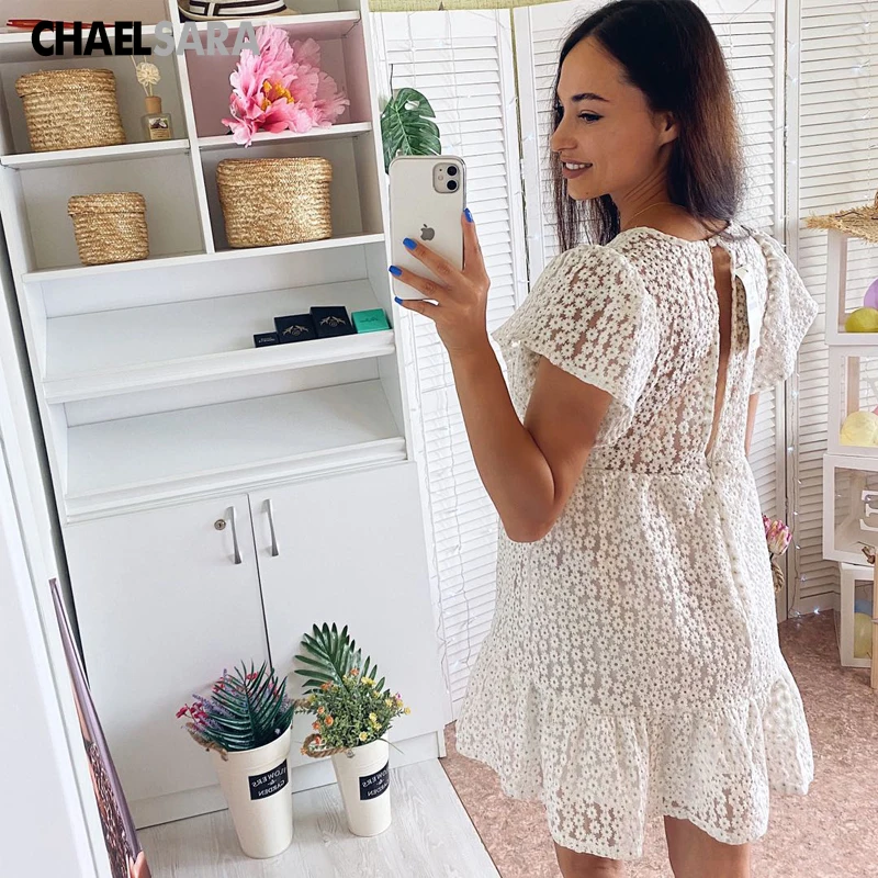 Белое Женское летнее пляжное платье с вышивкой женское сексуальное мини-платье