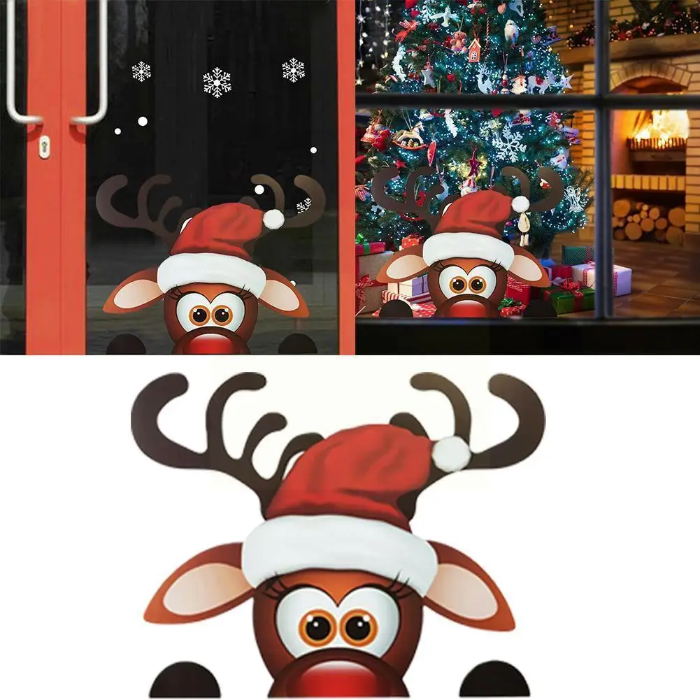 

Large Christmas Reindeer Window Stickers Festive Fun Decor Wall Childrens F3W9