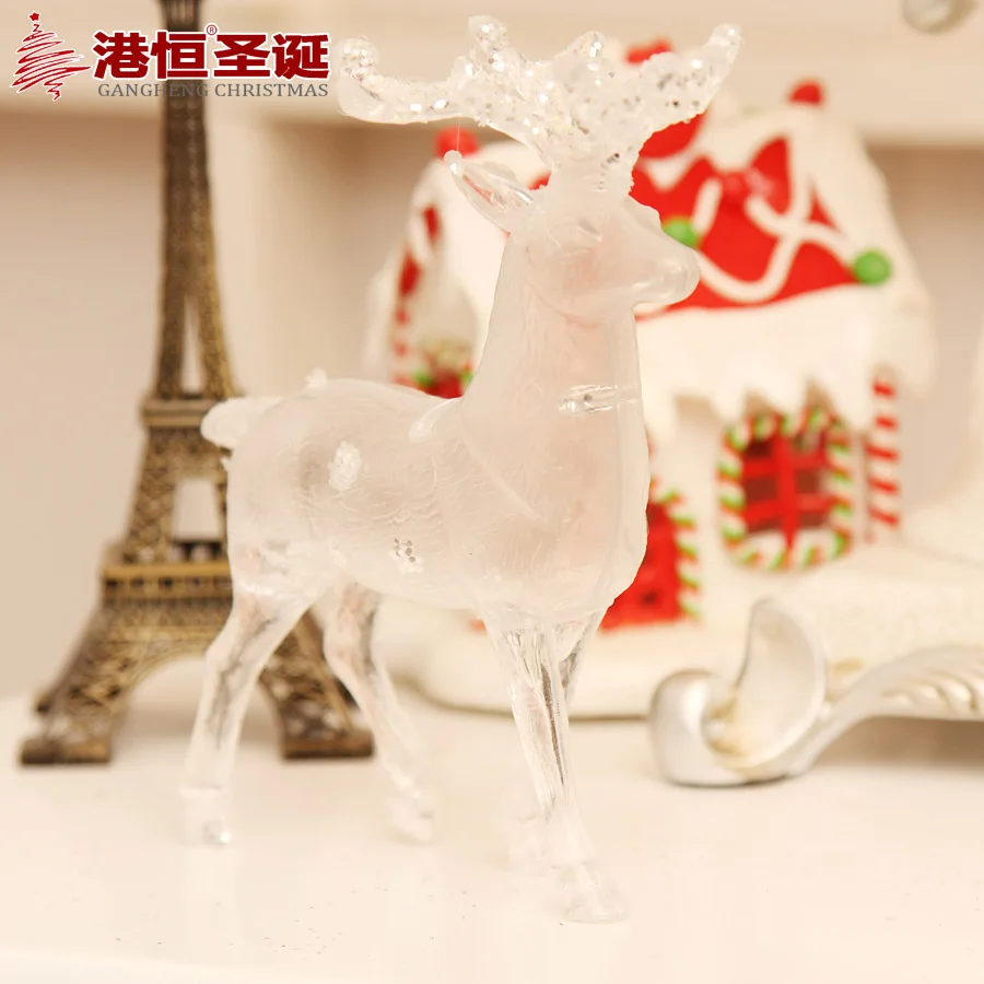 Рождественский 14x12 см белый прозрачный акриловый лось Рождественская елка