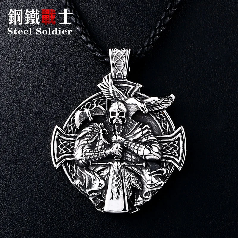 Стальной солдат дьявол в готическом стиле Череп Ожерелье Подвеска крест кулон из