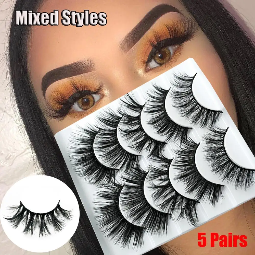 5 пар/набор 5D искусственной норки волосы Накладные ресницы расклешенные Wispies с