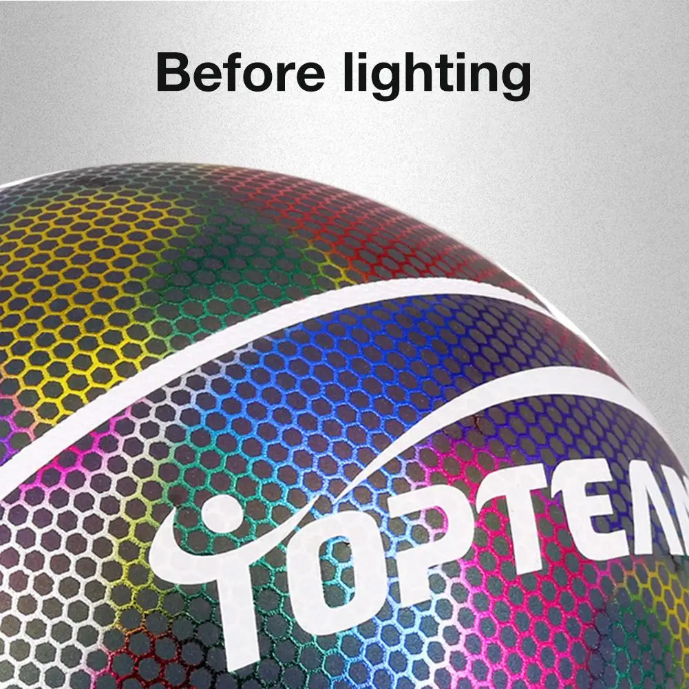 

Size 7 Holographic Glowing Reflective Basketball Light Up Basketballs Gifts Balls For Kids Ball Playing Basketball