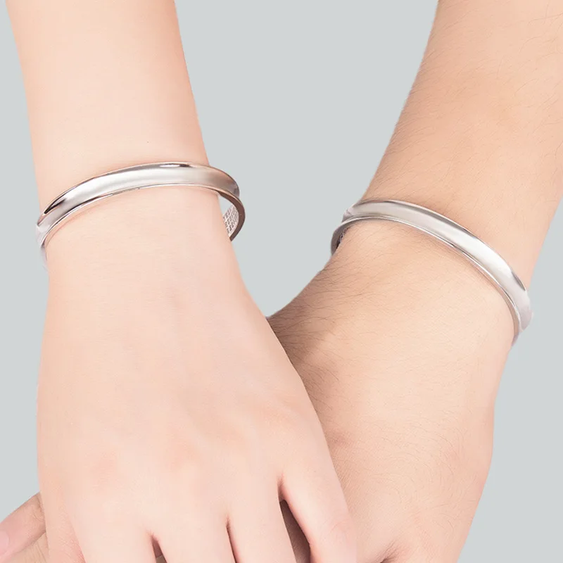 Vintage Silver Color Concave Heart Sutra Bangles For Women Men Jewelry |