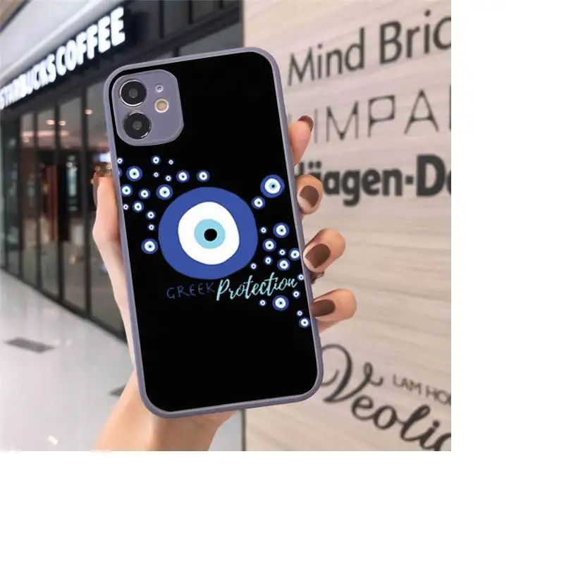 

Evil Eye fashion color blue Phone Case Matte Transparent for iPhone 7 8 11 12 s mini pro X XS XR MAX Plus cover funda